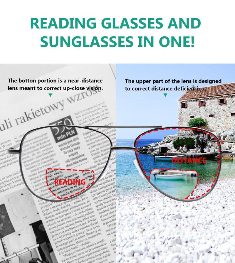 Eyekepper Pilot Style Bi-Focal Readers Polycarbonate Lens Spring Temple Bifocal Reading Glasses +2.0 - Image 4